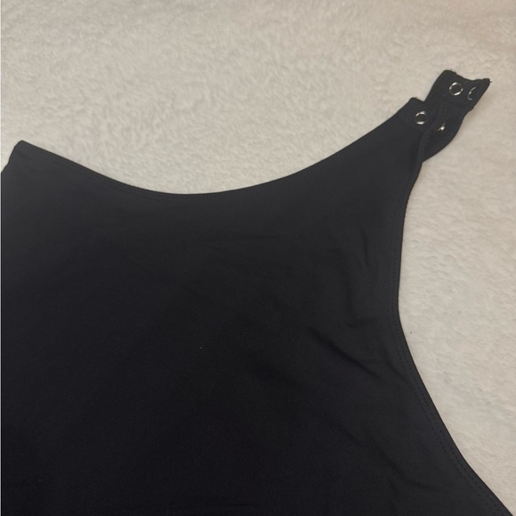 Black Short Sleeve Princess Neck Bodysuit - Picture 6 of 8